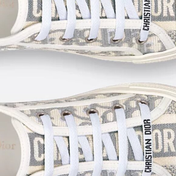 Authentic Dior Walk'n'Dior Sneakers (Stone Gray Oblique Embroidered Canvas) - Picture 2 of 4